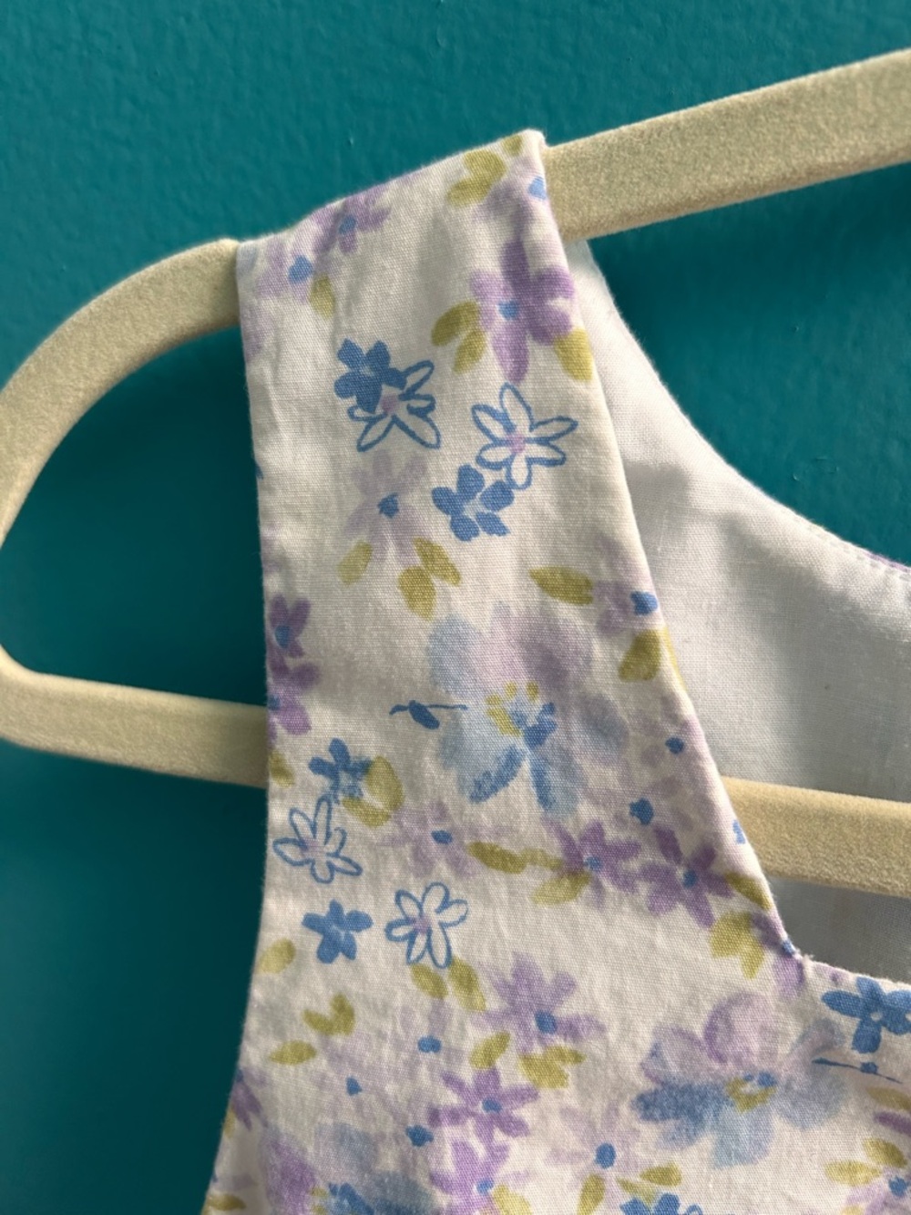 Vintage Floral Sleeveless Shift Dress in Lavender & Yellow cottagecore summer - Picture 3 of 5
